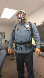 Man in respirator mask